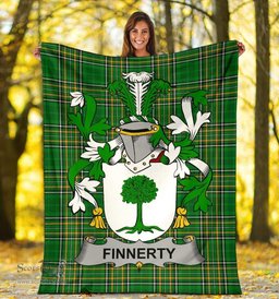 Scottish Finnerty or O'Finaghty Coat of Arms Family Crest Ireland Blanket Irish National Tartan Irish County Blanket