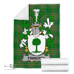 Scottish Finnerty or O'Finaghty Coat of Arms Family Crest Ireland Blanket Irish National Tartan Irish County Blanket
