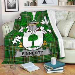 Scottish Finnerty or O'Finaghty Coat of Arms Family Crest Ireland Blanket Irish National Tartan Irish County Blanket
