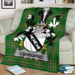 Scottish Ushburne Coat of Arms Family Crest Ireland Blanket Irish National Tartan Irish County Blanket