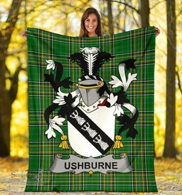 Scottish Ushburne Coat of Arms Family Crest Ireland Blanket Irish National Tartan Irish County Blanket