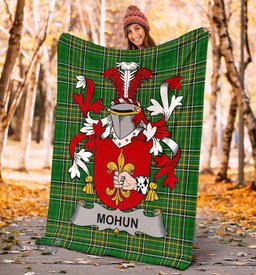 Scottish Mohun or Mohan Coat of Arms Family Crest Ireland Blanket Irish National Tartan Irish County Blanket