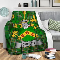 Scottish Curley or McTurley Coat of Arms Family Crest Ireland Blanket Irish National Tartan Irish County Blanket
