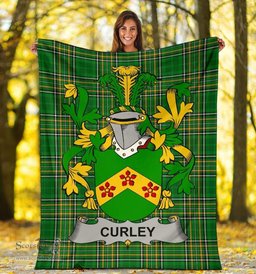 Scottish Curley or McTurley Coat of Arms Family Crest Ireland Blanket Irish National Tartan Irish County Blanket