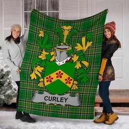 Scottish Curley or McTurley Coat of Arms Family Crest Ireland Blanket Irish National Tartan Irish County Blanket