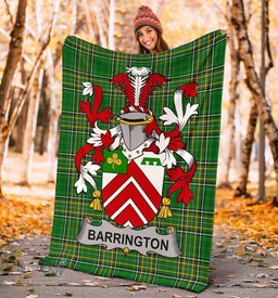 Scottish Barrington Coat of Arms Family Crest Ireland Blanket Irish National Tartan Irish County Blanket