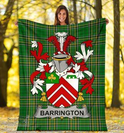 Scottish Barrington Coat of Arms Family Crest Ireland Blanket Irish National Tartan Irish County Blanket