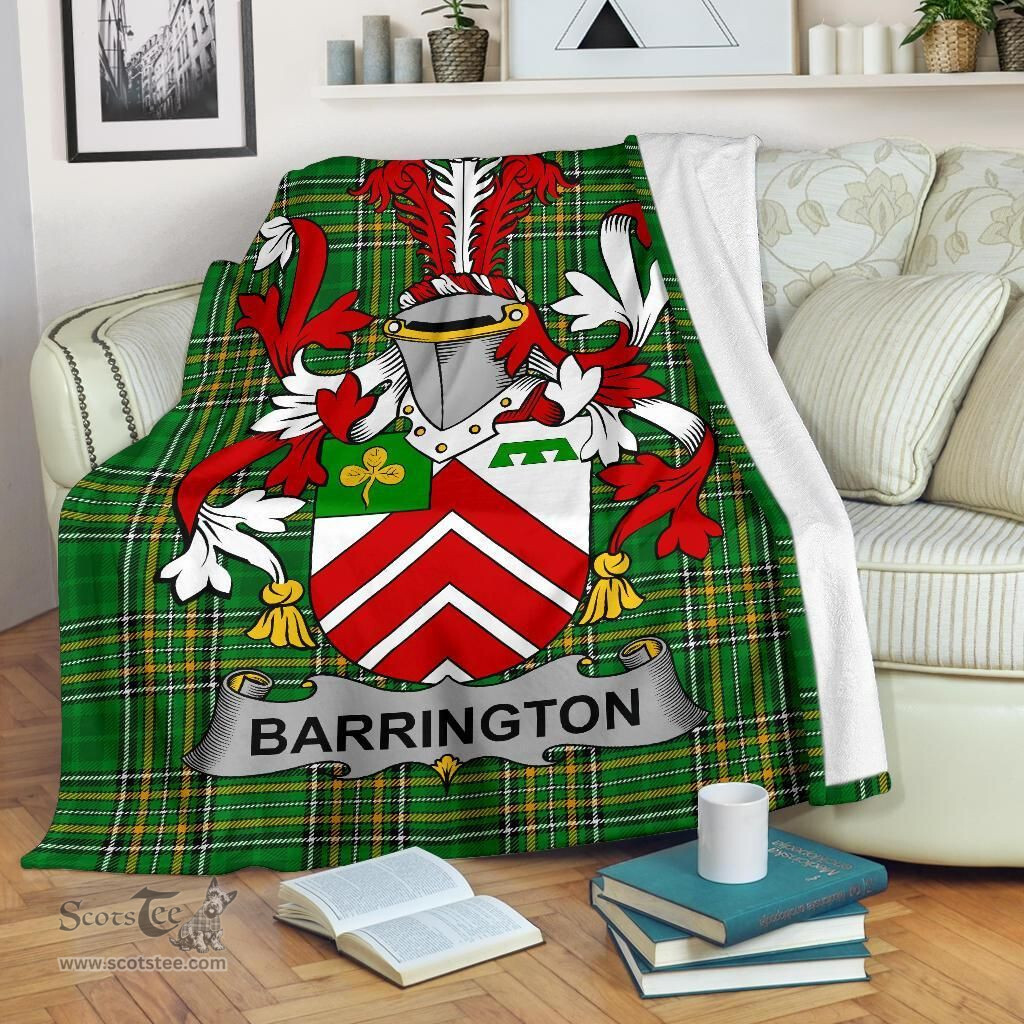 Scottish Barrington Coat of Arms Family Crest Ireland Blanket Irish National Tartan Irish County Blanket