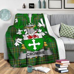 Scottish Crombie Coat of Arms Family Crest Ireland Blanket Irish National Tartan Irish County Blanket