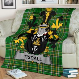 Scottish Tisdall or Tisdale Coat of Arms Family Crest Ireland Blanket Irish National Tartan Irish County Blanket