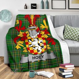 Scottish Hoey or O'Hoey Coat of Arms Family Crest Ireland Blanket Irish National Tartan Irish County Blanket