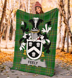 Scottish Feely or O'Feehily Coat of Arms Family Crest Ireland Blanket Irish National Tartan Irish County Blanket