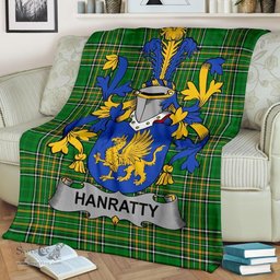 Scottish Hanratty or O'Hanraghty Coat of Arms Family Crest Ireland Blanket Irish National Tartan Irish County Blanket