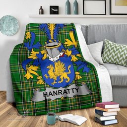 Scottish Hanratty or O'Hanraghty Coat of Arms Family Crest Ireland Blanket Irish National Tartan Irish County Blanket