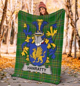 Scottish Hanratty or O'Hanraghty Coat of Arms Family Crest Ireland Blanket Irish National Tartan Irish County Blanket
