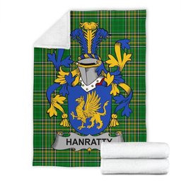 Scottish Hanratty or O'Hanraghty Coat of Arms Family Crest Ireland Blanket Irish National Tartan Irish County Blanket