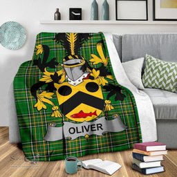 Scottish Oliver Coat of Arms Family Crest Ireland Blanket Irish National Tartan Irish County Blanket