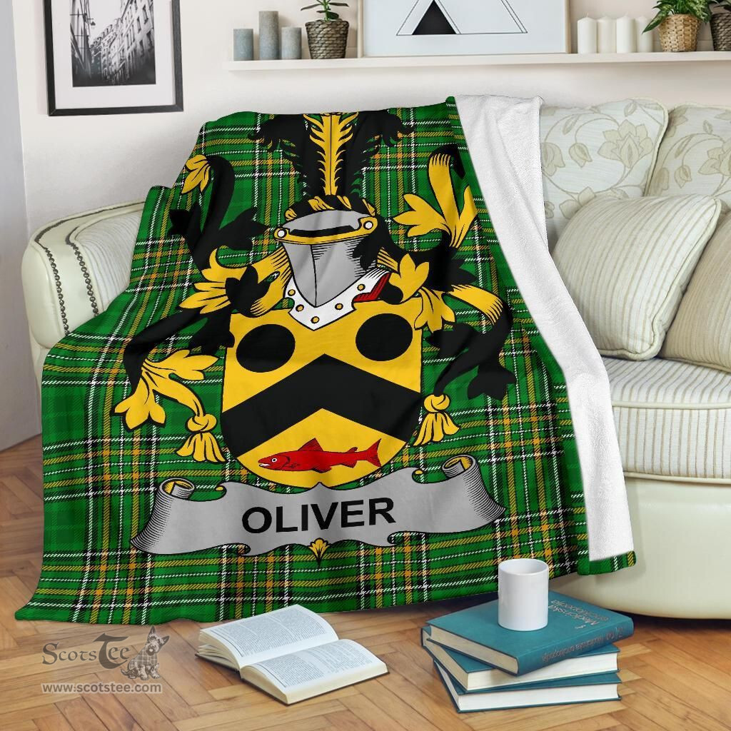 Scottish Oliver Coat of Arms Family Crest Ireland Blanket Irish National Tartan Irish County Blanket