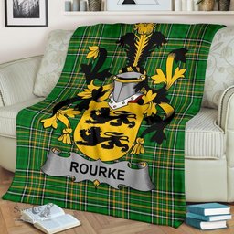 Scottish Rourke or O'Rourke Coat of Arms Family Crest Ireland Blanket Irish National Tartan Irish County Blanket