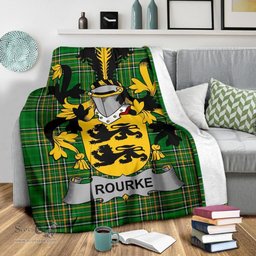 Scottish Rourke or O'Rourke Coat of Arms Family Crest Ireland Blanket Irish National Tartan Irish County Blanket