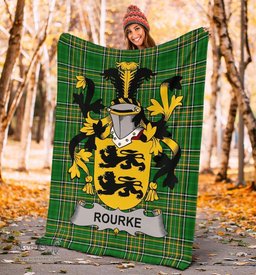Scottish Rourke or O'Rourke Coat of Arms Family Crest Ireland Blanket Irish National Tartan Irish County Blanket