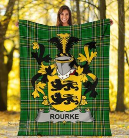 Scottish Rourke or O'Rourke Coat of Arms Family Crest Ireland Blanket Irish National Tartan Irish County Blanket