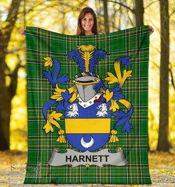 Scottish Harnett or Hartnet Coat of Arms Family Crest Ireland Blanket Irish National Tartan Irish County Blanket