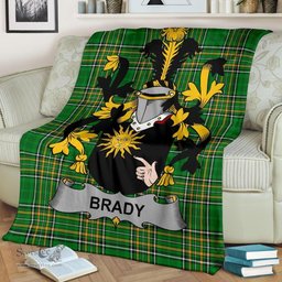 Scottish Brady or McBrady Coat of Arms Family Crest Ireland Blanket Irish National Tartan Irish County Blanket