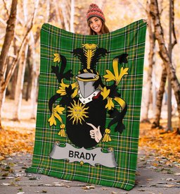 Scottish Brady or McBrady Coat of Arms Family Crest Ireland Blanket Irish National Tartan Irish County Blanket