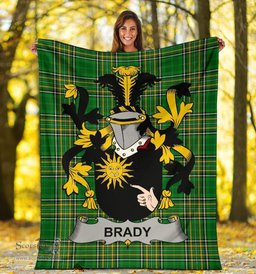Scottish Brady or McBrady Coat of Arms Family Crest Ireland Blanket Irish National Tartan Irish County Blanket