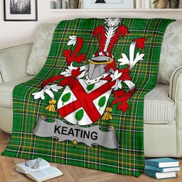 Scottish Keating or O'Keaty Coat of Arms Family Crest Ireland Blanket Irish National Tartan Irish County Blanket