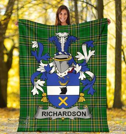 Scottish Richardson Coat of Arms Family Crest Ireland Blanket Irish National Tartan Irish County Blanket