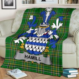 Scottish Hamill Coat of Arms Family Crest Ireland Blanket Irish National Tartan Irish County Blanket