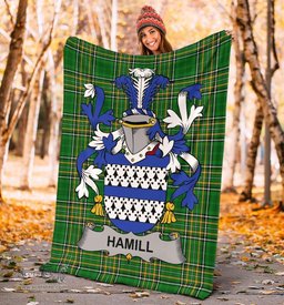 Scottish Hamill Coat of Arms Family Crest Ireland Blanket Irish National Tartan Irish County Blanket