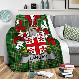 Scottish Langan or O'Longan Coat of Arms Family Crest Ireland Blanket Irish National Tartan Irish County Blanket