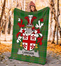 Scottish Langan or O'Longan Coat of Arms Family Crest Ireland Blanket Irish National Tartan Irish County Blanket