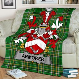 Scottish Armorer Coat of Arms Family Crest Ireland Blanket Irish National Tartan Irish County Blanket