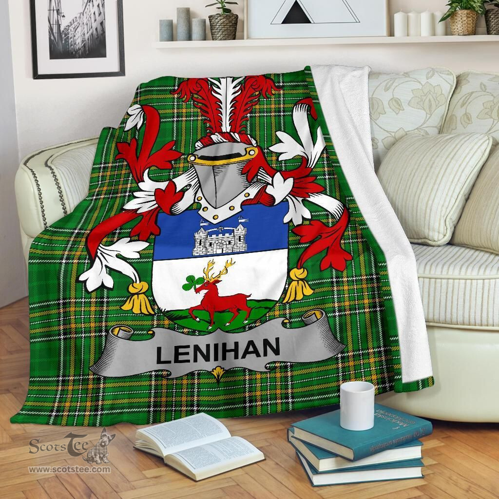 Scottish Lenihan or O'Lenaghan Coat of Arms Family Crest Ireland Blanket Irish National Tartan Irish County Blanket
