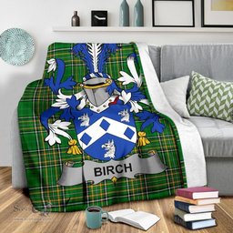 Scottish Birch Coat of Arms Family Crest Ireland Blanket Irish National Tartan Irish County Blanket