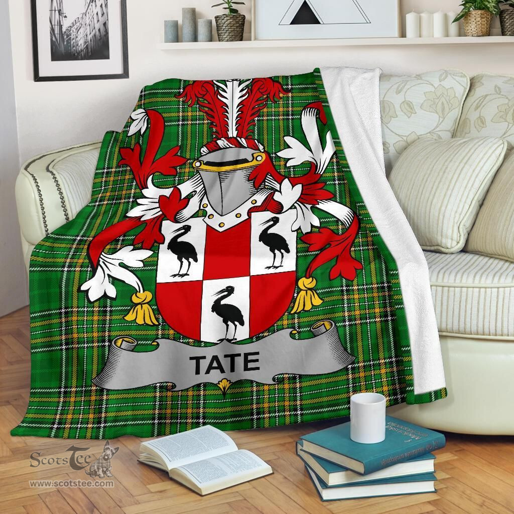 Scottish Tate Coat of Arms Family Crest Ireland Blanket Irish National Tartan Irish County Blanket