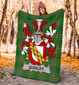 Scottish Quigley or O'Quigley Coat of Arms Family Crest Ireland Blanket Irish National Tartan Irish County Blanket