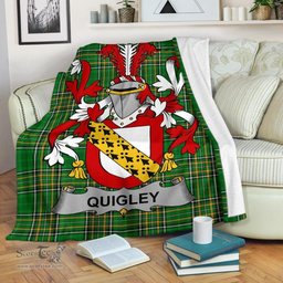 Scottish Quigley or O'Quigley Coat of Arms Family Crest Ireland Blanket Irish National Tartan Irish County Blanket