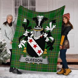 Scottish Gleeson or O'Glissane Coat of Arms Family Crest Ireland Blanket Irish National Tartan Irish County Blanket