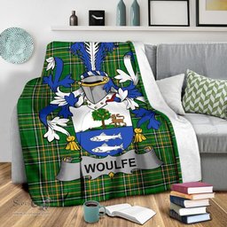 Scottish Woulfe Coat of Arms Family Crest Ireland Blanket Irish National Tartan Irish County Blanket