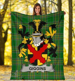 Scottish Giggins Coat of Arms Family Crest Ireland Blanket Irish National Tartan Irish County Blanket
