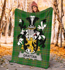 Scottish Grattan or McGrattan Coat of Arms Family Crest Ireland Blanket Irish National Tartan Irish County Blanket