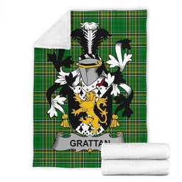 Scottish Grattan or McGrattan Coat of Arms Family Crest Ireland Blanket Irish National Tartan Irish County Blanket