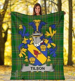 Scottish Tilson Coat of Arms Family Crest Ireland Blanket Irish National Tartan Irish County Blanket