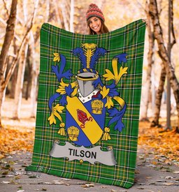 Scottish Tilson Coat of Arms Family Crest Ireland Blanket Irish National Tartan Irish County Blanket