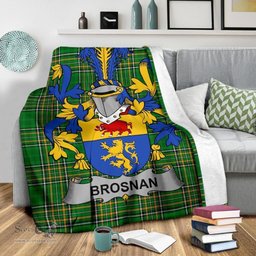 Scottish Brosnan or O'Brosnan Coat of Arms Family Crest Ireland Blanket Irish National Tartan Irish County Blanket